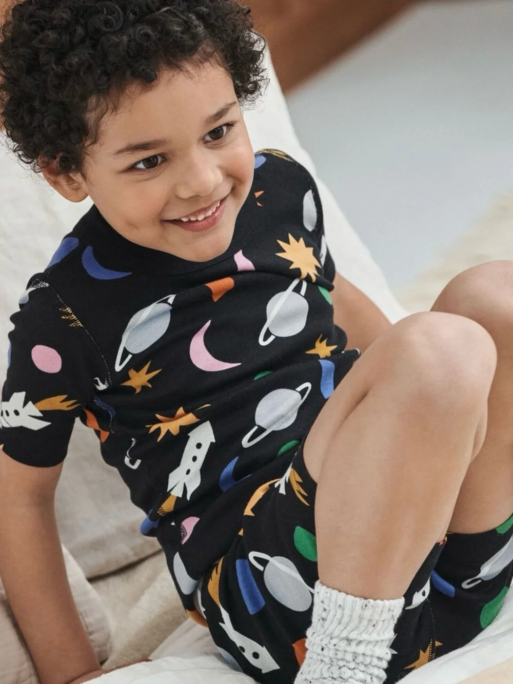 Hanna Andersson Short Pajamas In Multi Universe On Black | 160
